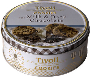 Видове Черен Tivoli Датски бисквити с млечен и черен шоколад 150 гр